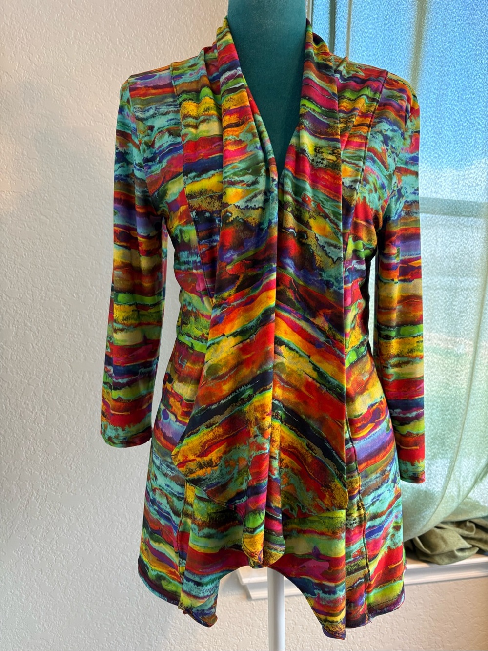 Peck & Peck Multicolor Striped Swim Coverup Cardigan